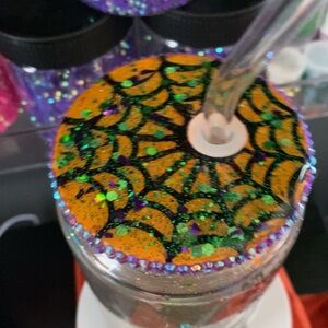 Halloween Spiderweb hello kitty Party Cup with Straw